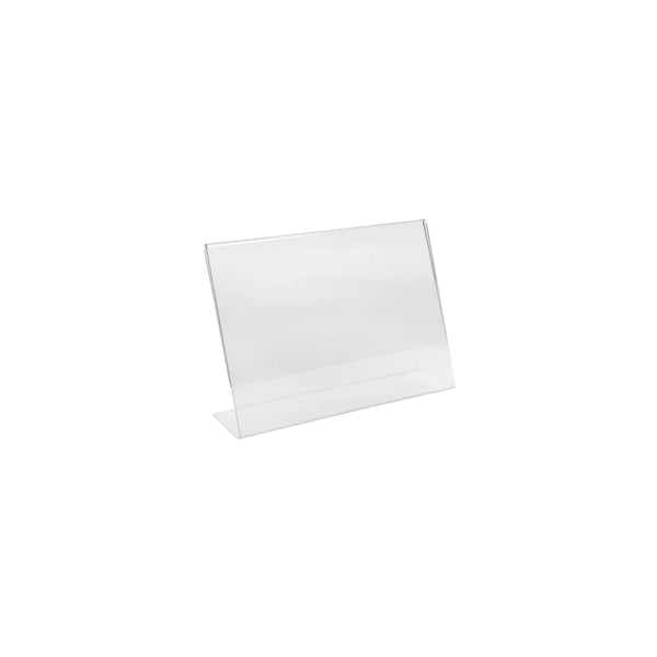 Support acrylique transparent incliné pour affichage paysage A4 A5, usage comptoir ou bureau