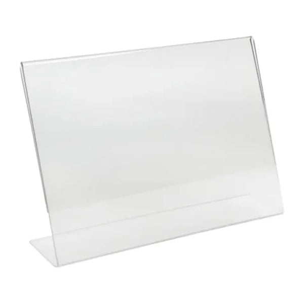 Support acrylique transparent incliné pour affichage paysage A4 A5, usage comptoir ou bureau