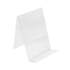 Support acrylique transparent pour livre posé sur comptoir de boutique — bords polis, angle d'inclinaison optimisé