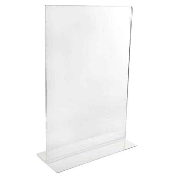 Support d'affichage acrylique vertical double face pour feuille DIN, pose sur comptoir ou table