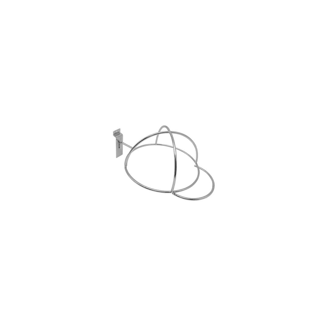 Support casquette en métal chromé pour panneau rainuré, dimensions 7 x 17 cm