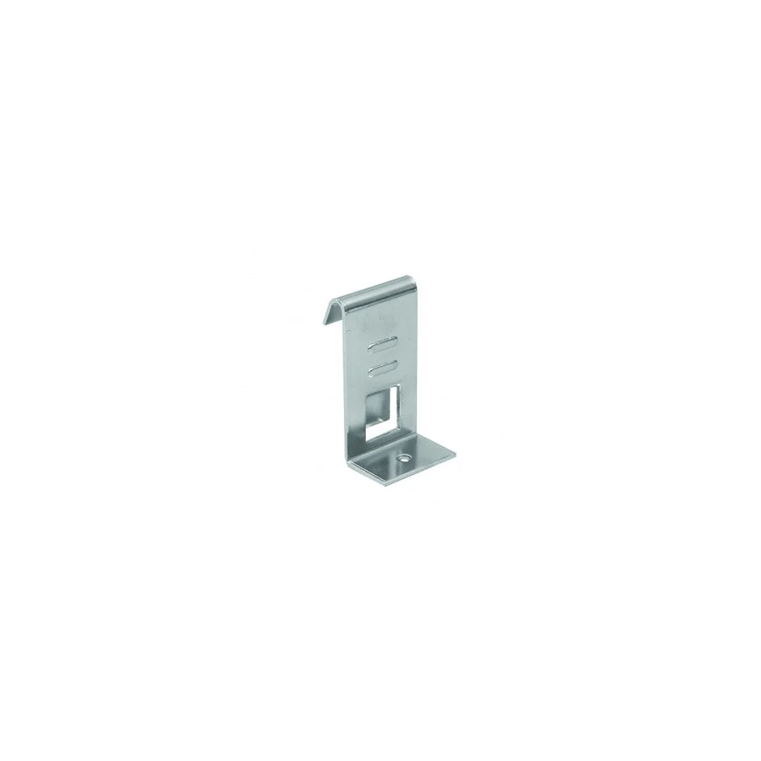 Support étagère bois pour grille tube Ø 25 mm, finition chromée et gris martelé, dimensions 38 × 25 × 77 mm