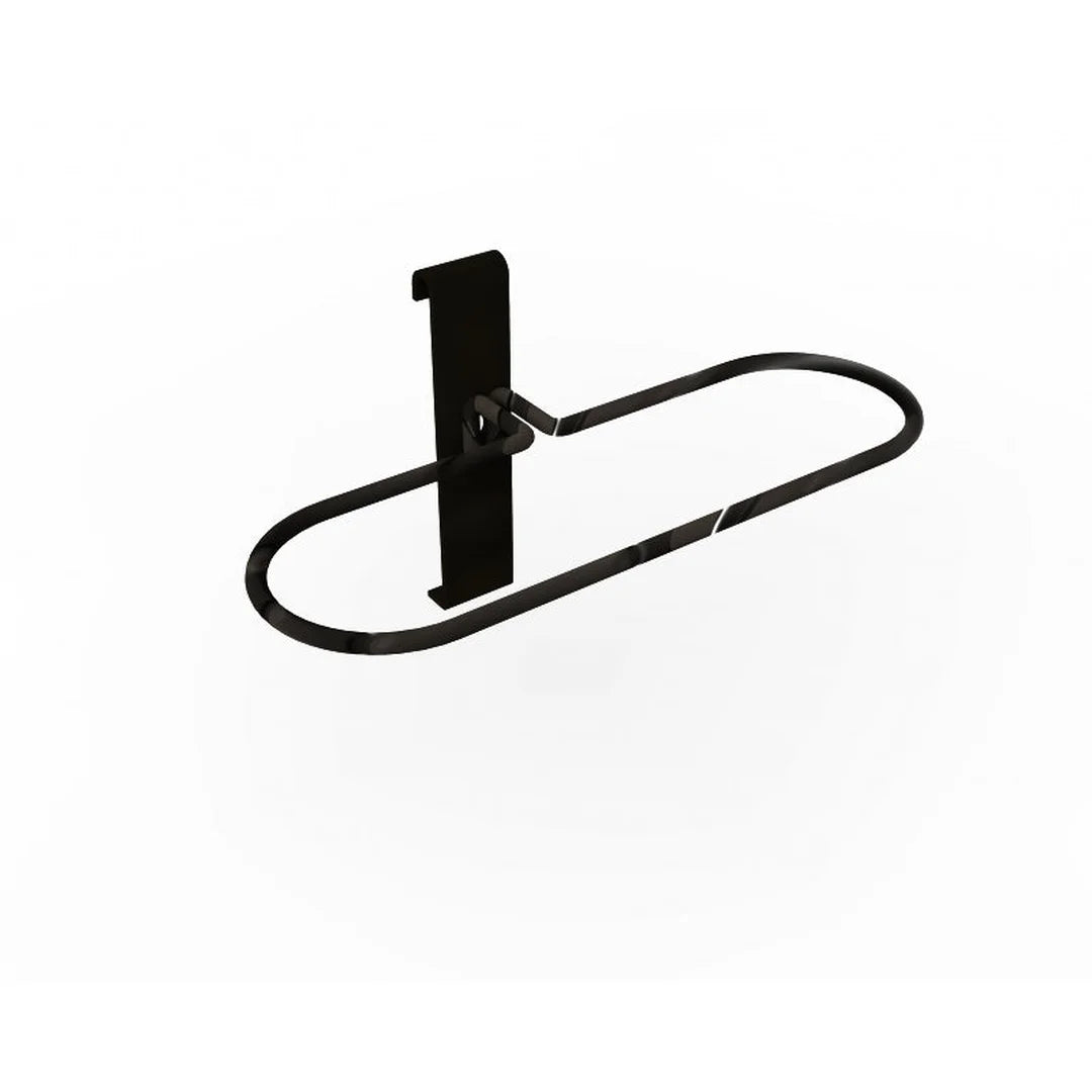 Support métal noir mat pour grille murale à carrés 10×10 cm, dimensions 112 × 200 mm