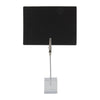 Socle acrylique transparent avec pince métal pour maintenir une ardoise sur table ou comptoir en magasin