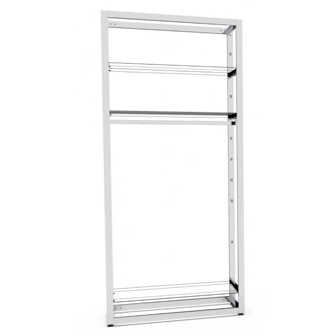 Système d'agencement autoportant Bigshop 107 cm chromé, configuration mixte rayons et penderie