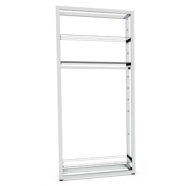 Système d'agencement autoportant Bigshop 107 cm chromé, configuration mixte rayons et penderie