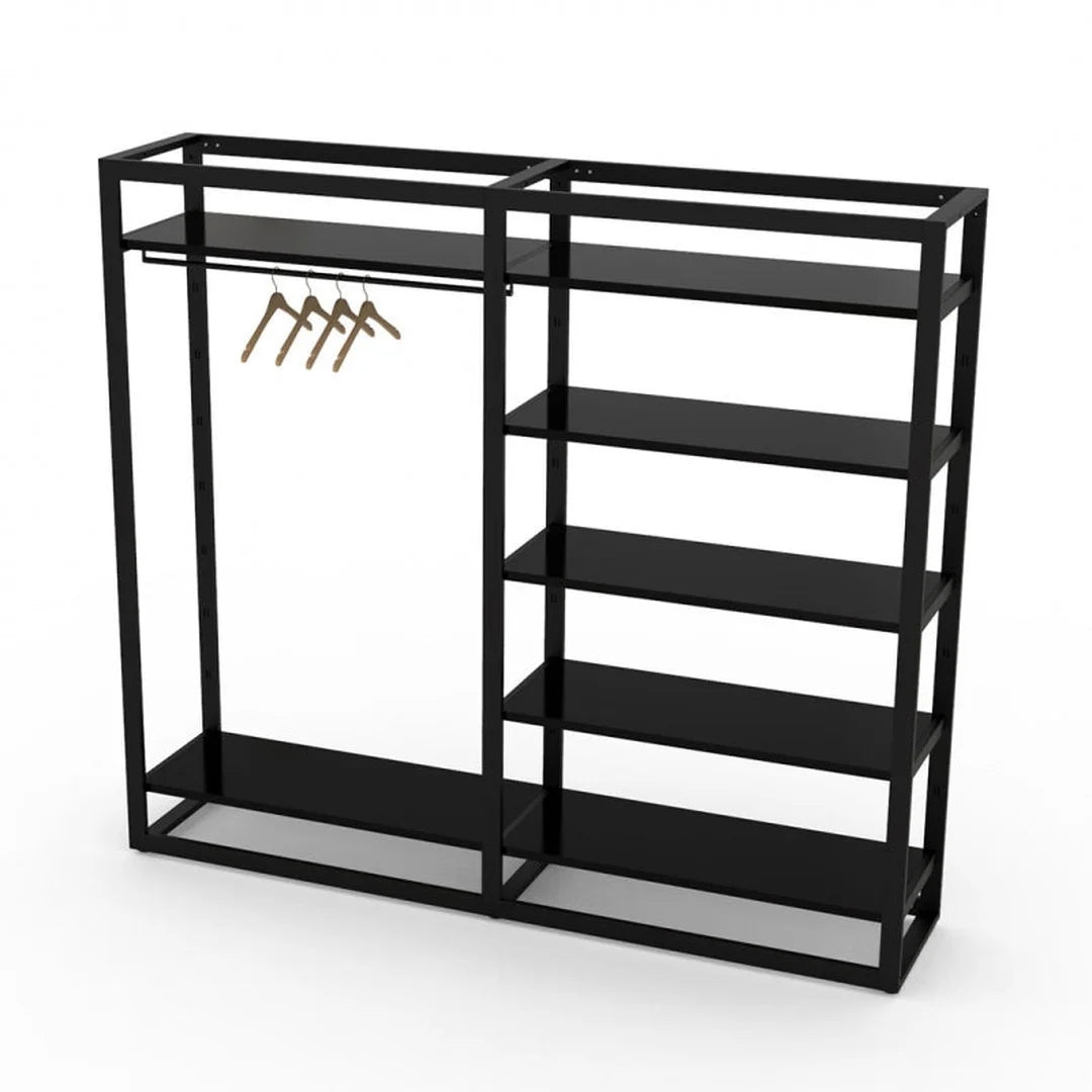 Système Bigshop H185 cm largeur 107 cm, configuration 5 rayons, finition noir mat