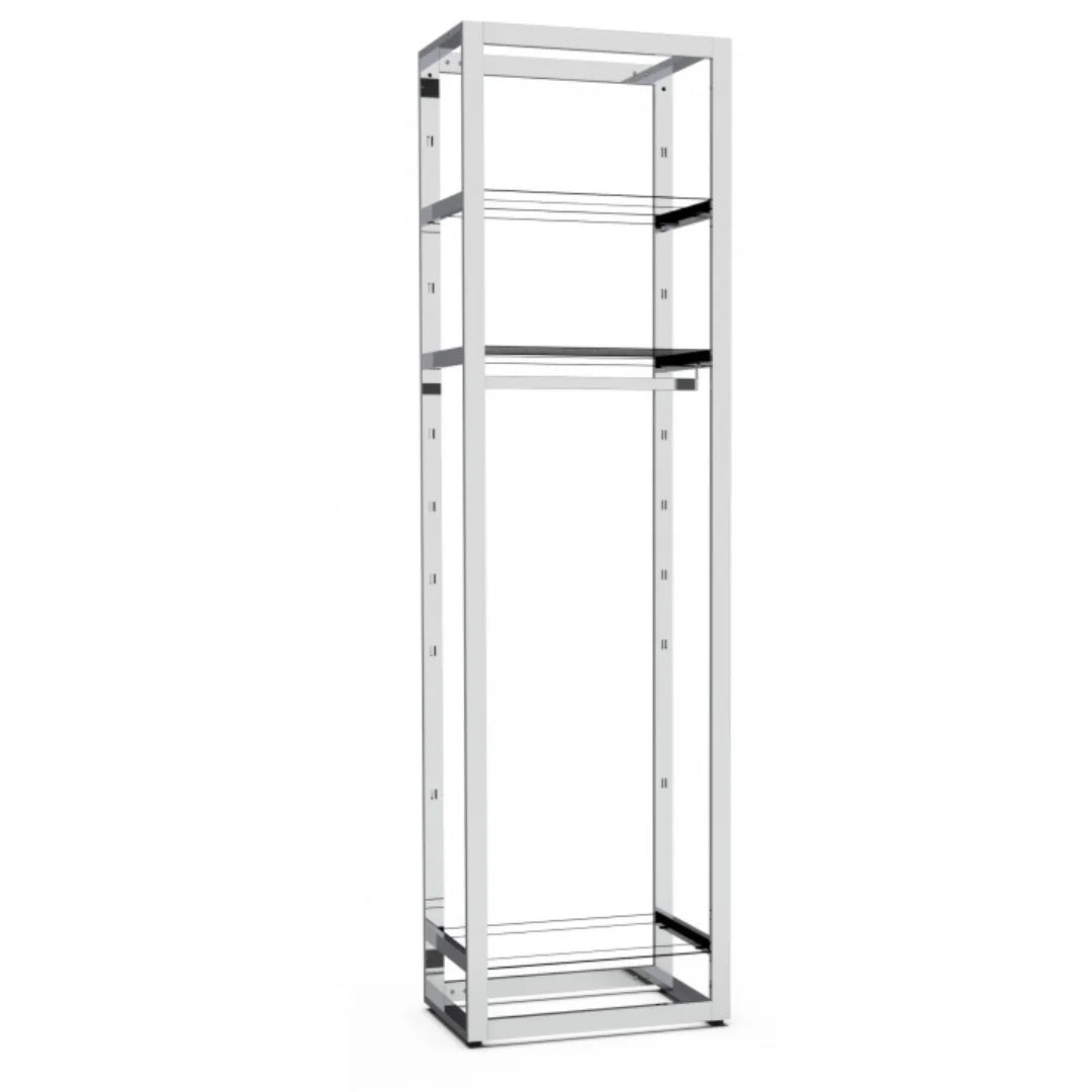 Système Bigshop 67 cm chromé, configuration 3 rayons et 1 barre penderie pour magasin