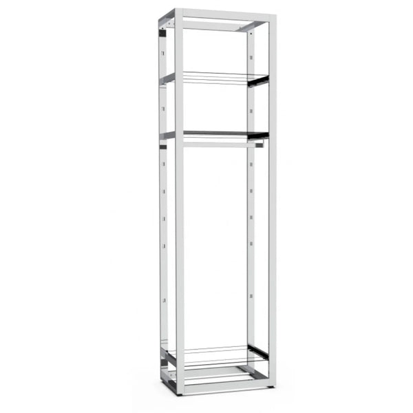 Système Bigshop 67 cm chromé, configuration 3 rayons et 1 barre penderie pour magasin