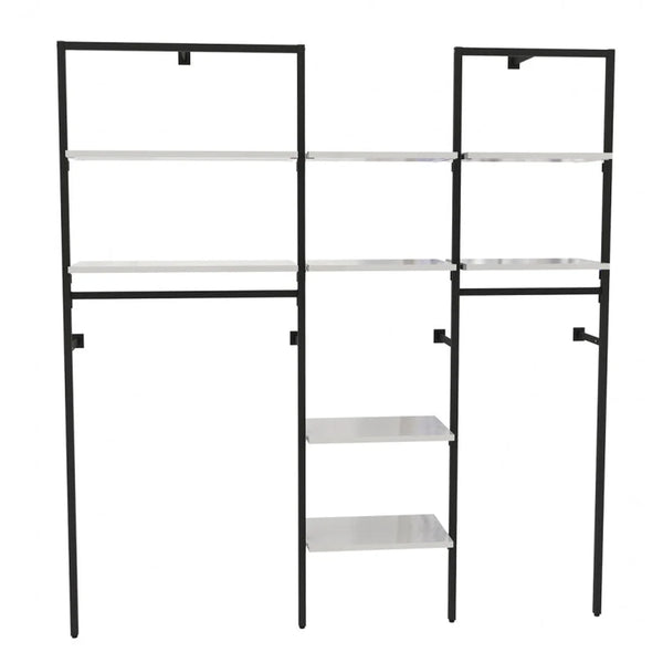 Système d'agencement mural Triplo H 240 cm – aperçu des finitions chromé, noir, blanc, or et cuivre mat