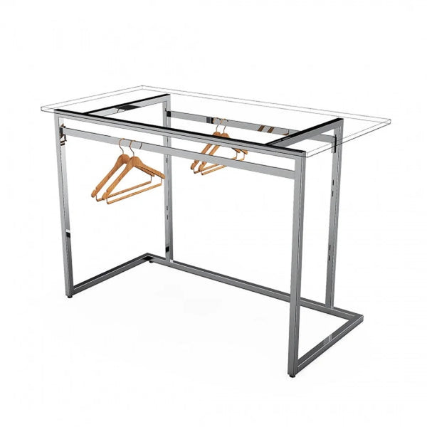 Îlot de présentation Triplo 127 cm avec 2 barres penderies pour magasin de prêt-à-porter
