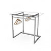 Structure Triplo H 97 cm avec 2 barres penderies en tube métal, table de présentation modulaire pour commerce