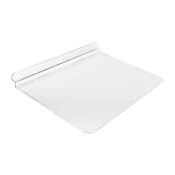 Deux formats de tablette à chaussure transparente pour panneaux rainurés, 25x10.8 cm et 25x18 cm