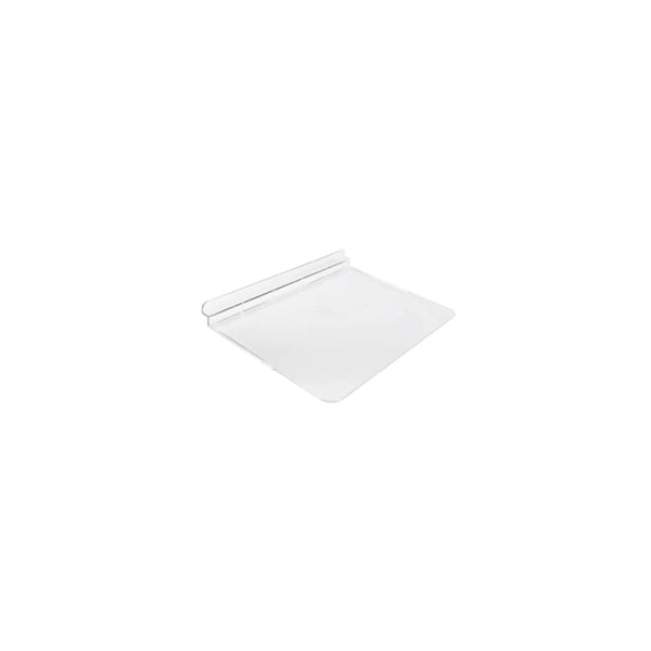 Deux formats de tablette à chaussure transparente pour panneaux rainurés, 25x10.8 cm et 25x18 cm
