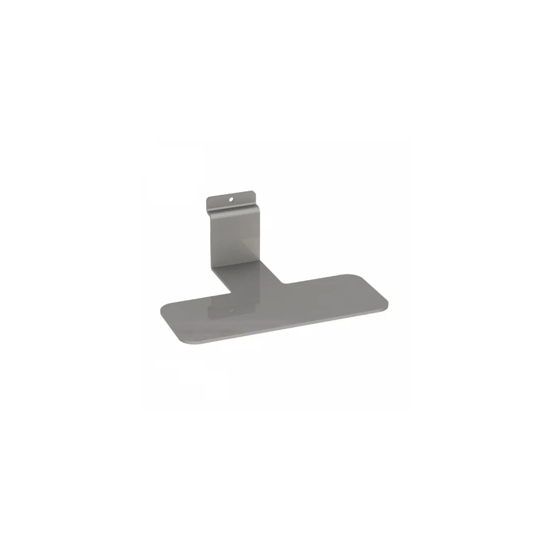 Tablette métal pour panneau rainuré, pose sans outil, coloris gris aluminium — DittaDisplay
