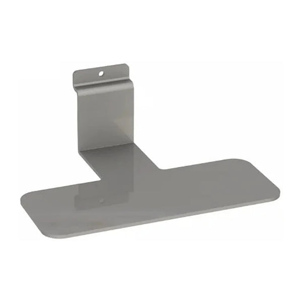 Tablette métal pour panneau rainuré, pose sans outil, coloris gris aluminium — DittaDisplay