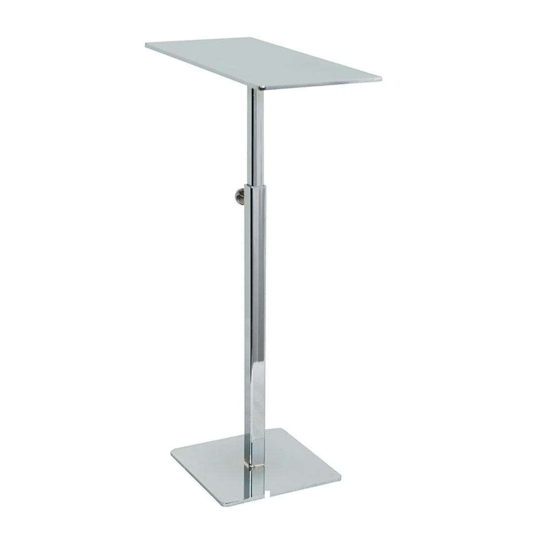 Tablette de présentation réglable en métal brossé, plateau 21 × 9 cm, hauteur 23 à 41 cm, pour comptoir magasin