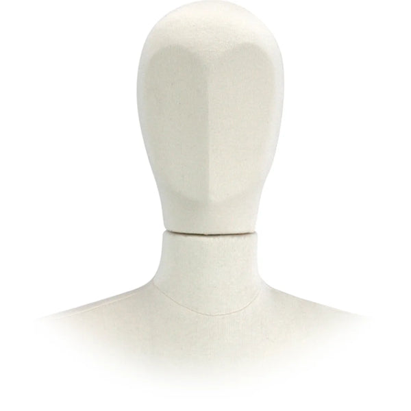 Tête femme pour buste de couture Vendôme en mousse polyuréthane rigide recouverte de jersey coton écru