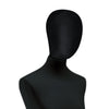Tête femme noire pour buste de couture Vetrina, jersey noir et bague de fixation en bois