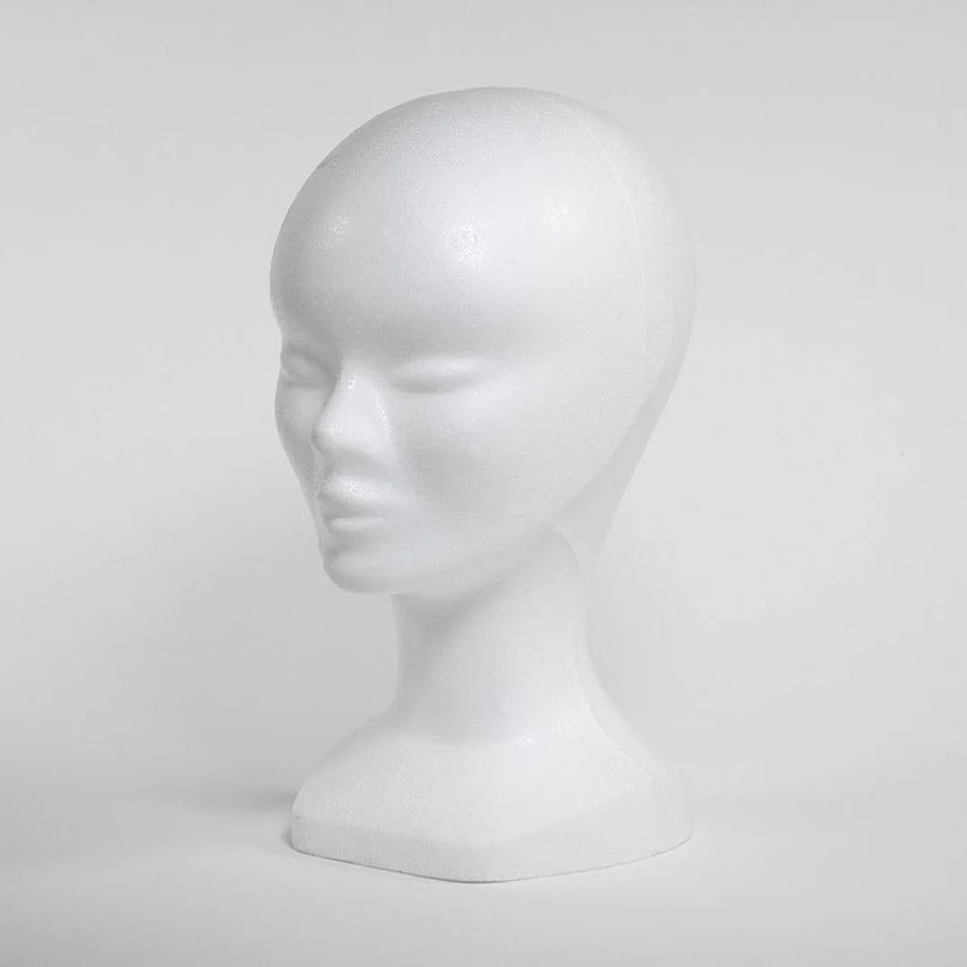 Tête de présentation femme finition brut blanc H30 cm, tour de tête 50 cm