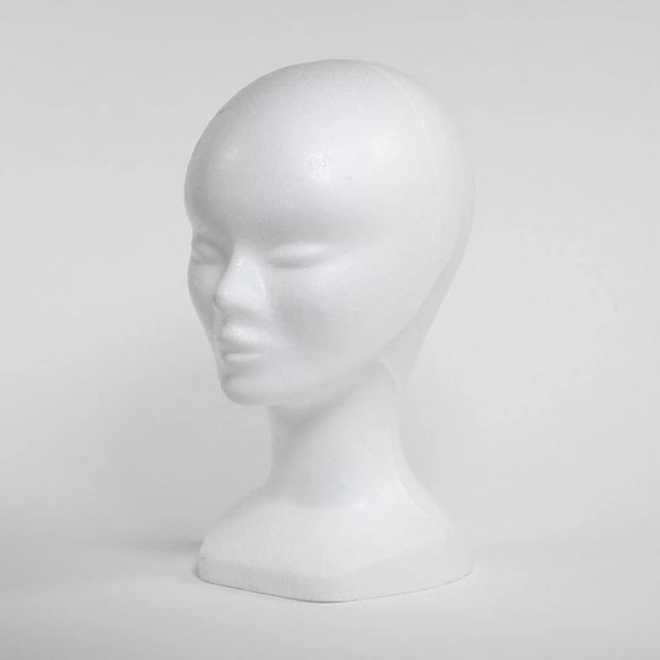 Tête de présentation femme finition brut blanc H30 cm, tour de tête 50 cm