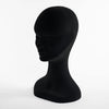 Tête de présentation femme floquée velours noir H35 cm, idéale chapeaux perruques foulards magasin