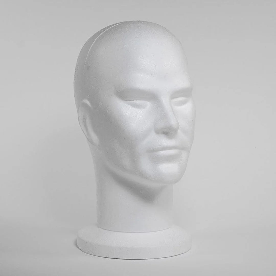 Tête de présentation homme finition brute H33 cm – support accessoires masculins vitrine