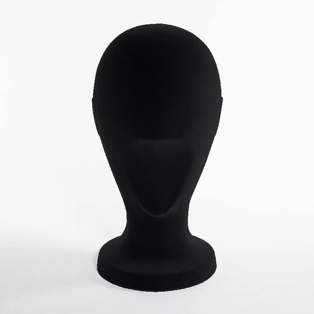 Tête de présentation unisexe floquée velours noir, hauteur 30 cm, pour bonnets et lunettes en vitrine