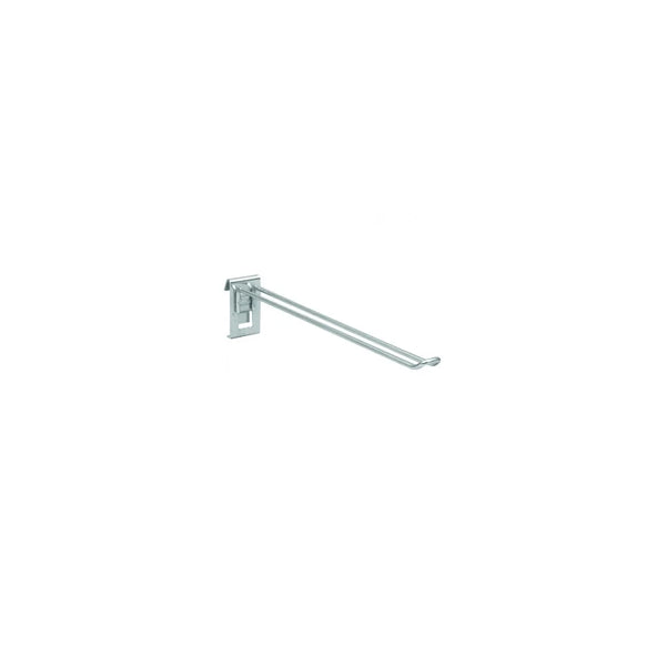 Tige porte-blister double pour grille tube Ø 25 mm, disponible en chromé et gris martelé, 20 et 30 cm