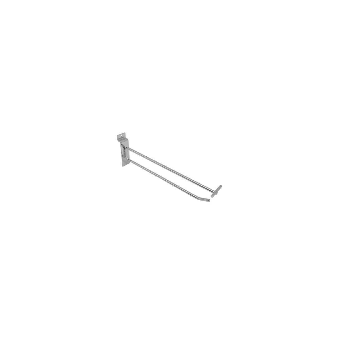Tige porte-blister simple en métal chromé 25 cm avec tige porte-étiquette pour panneau rainuré