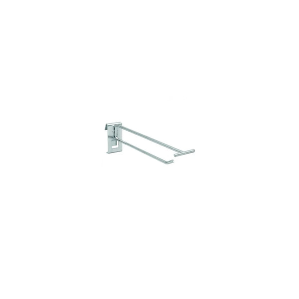 Tige porte-blister à support en T pour grille, acier laqué Ø 6 mm, disponible en 200 et 300 mm