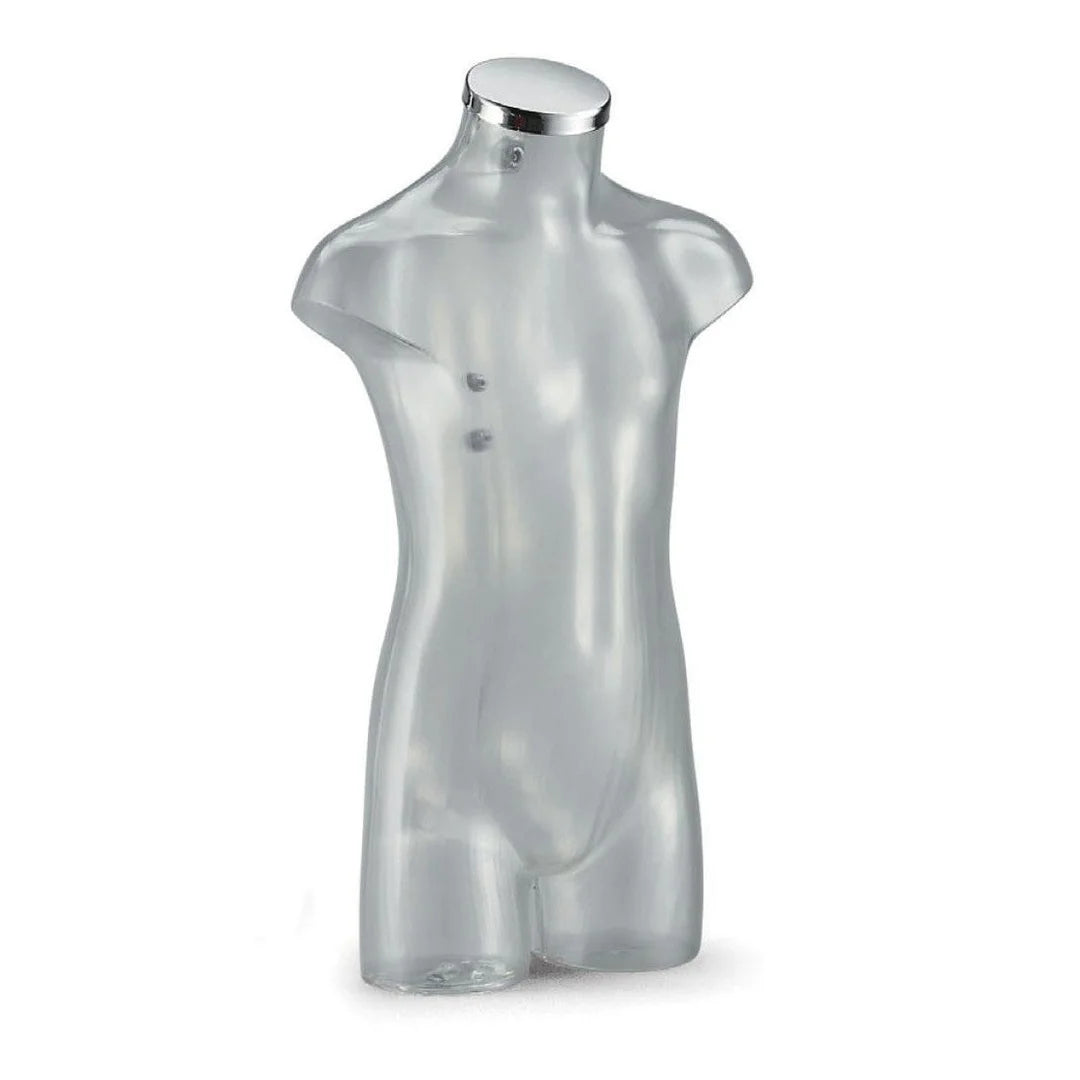 Torse enfant Energy transparent avec bouchon chromé, idéal vitrine prêt-à-porter enfant