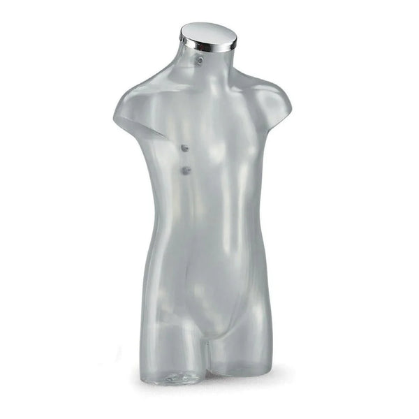 Torse enfant Energy transparent avec bouchon chromé, idéal vitrine prêt-à-porter enfant