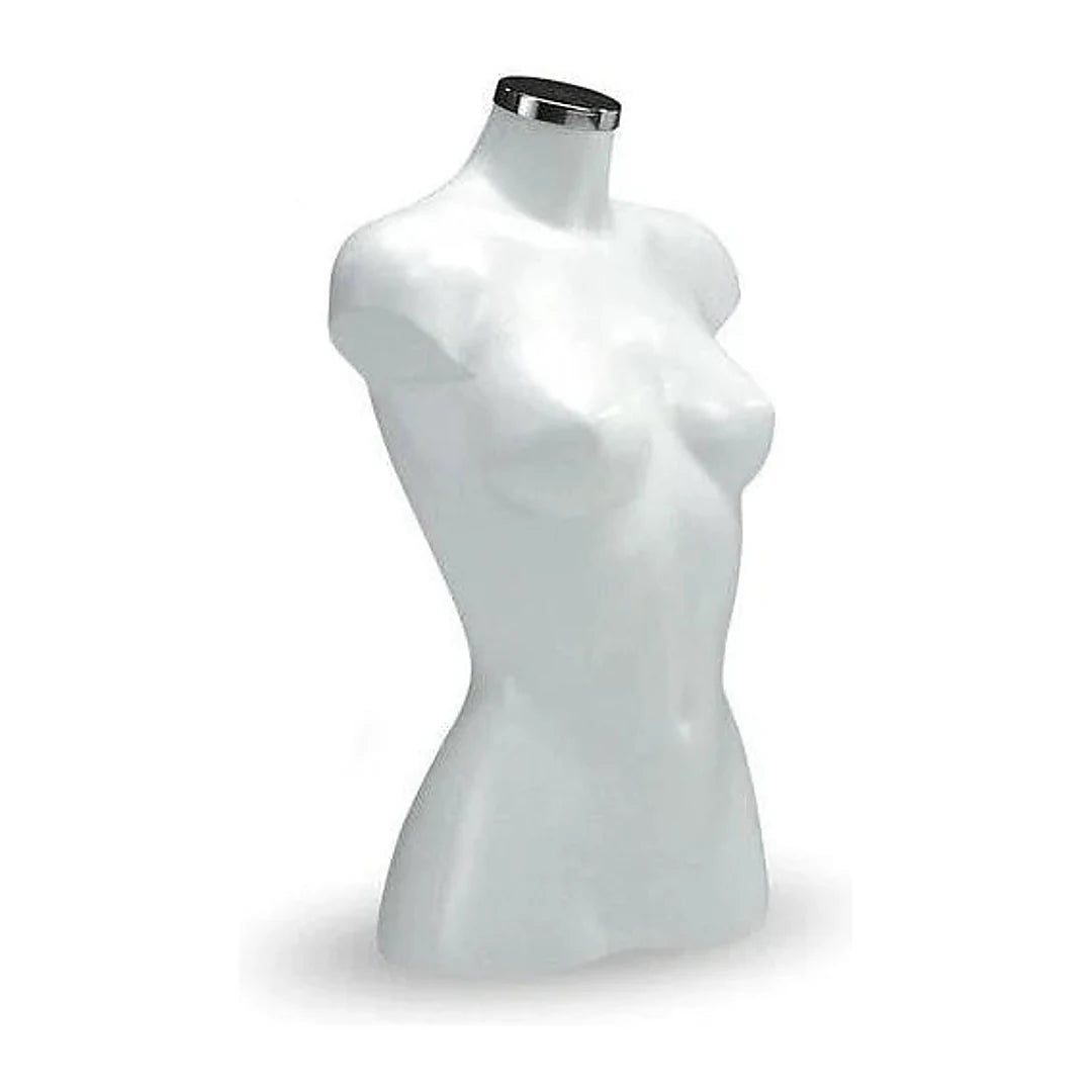 Torse femme 3/4 Energy blanc, présentoir vêtements professionnel pour vitrine et boutique mode