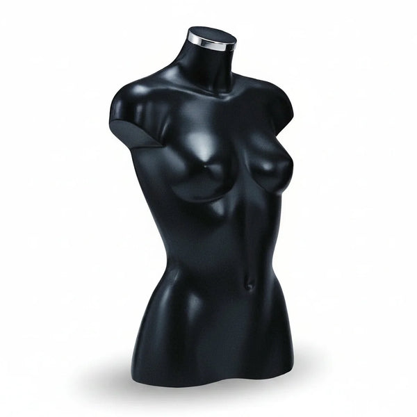 Torse femme 3/4 Energy noir en polypropylène, hauteur 62 cm, pour boutique prêt-à-porter