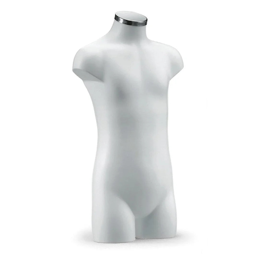 Torse mannequin enfant 6-9 ans coloris blanc, hauteur 65 cm, pour boutique prêt-à-porter junior