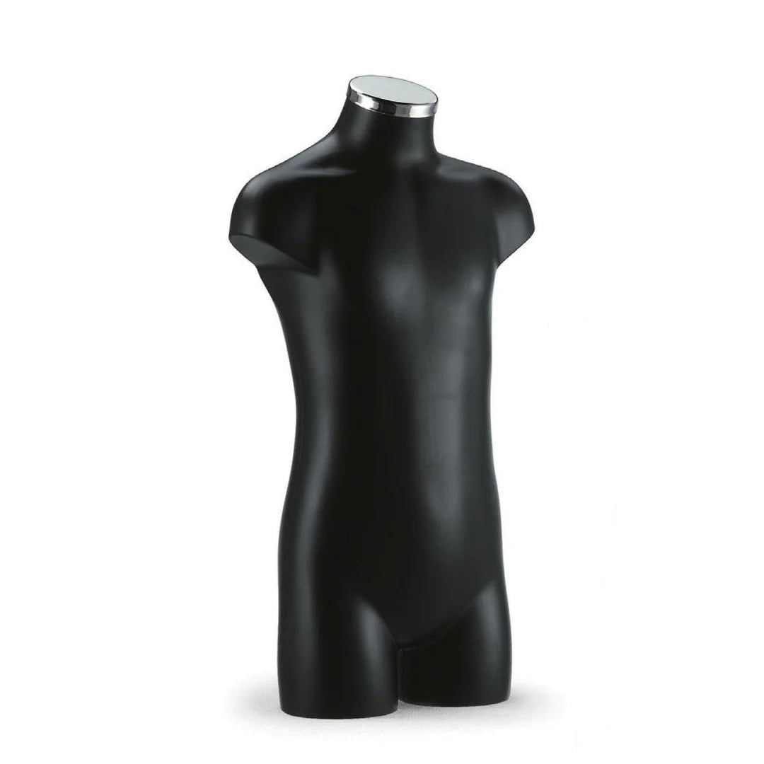 Torse mannequin enfant 6-9 ans coloris noir, polypropylène lisse, pour vitrine et boutique