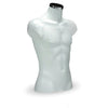Torse mannequin homme 3/4 en polypropylène blanc, hauteur 70 cm, présentation textile magasin