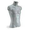Torse mannequin homme 3/4 en polypropylène gris, hauteur 70 cm, usage professionnel boutique mode