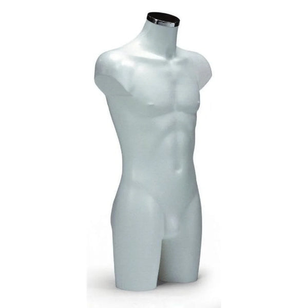 Torse mannequin homme 92 cm coloris blanc, finition lisse, usage boutique prêt-à-porter