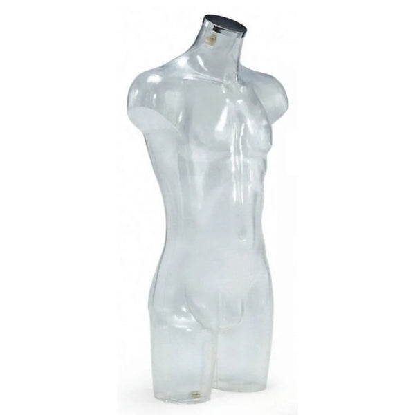 Torse mannequin homme 92 cm coloris transparent avec bouchon chromé, gamme Energy