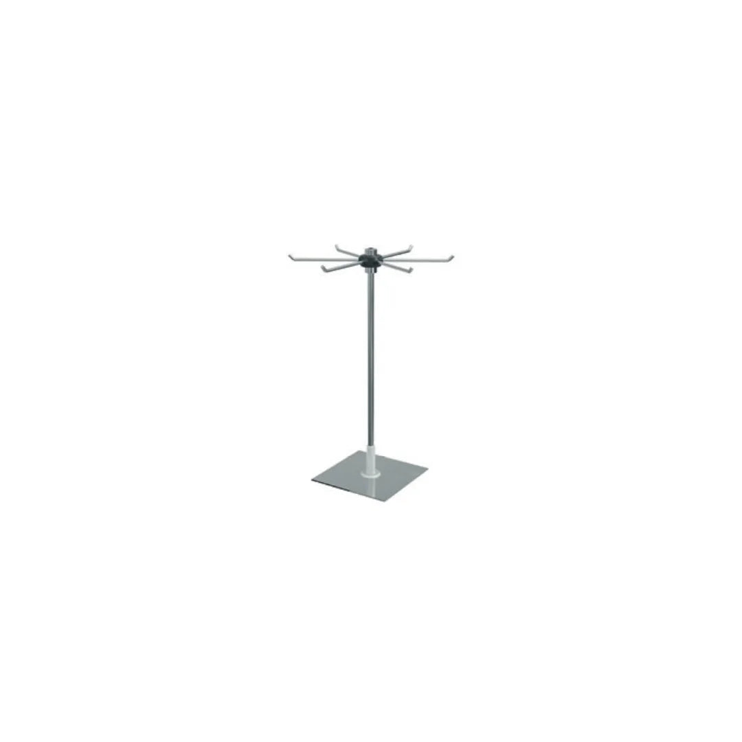 Tourniquet de table pour bijoux en métal chromé, 6 branches, base 15×15 cm, présentoir rotatif de comptoir