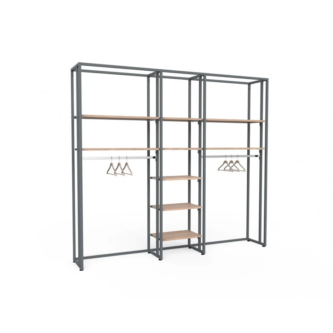 Système Triplo autoportant H 246 cm disponible en finitions noir mat, or mat et cuivre mat