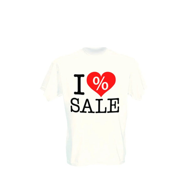 T-Shirt I Love Sale en coton taille L pour animer les soldes en magasin