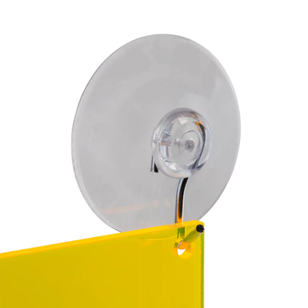Ventouse transparente avec crochet diamètre 40 mm pour suspension légère en vitrine ou sur surface lisse
