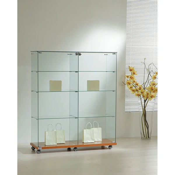 Vitrine armoire verre trempé 117 cm double porte verrouillable — modèle 12/14