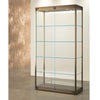 Vitrine colonne TM-95V bronze en verre avec structure métallique pour présentation de bijoux et objets précieux en magasin haut de gamme.