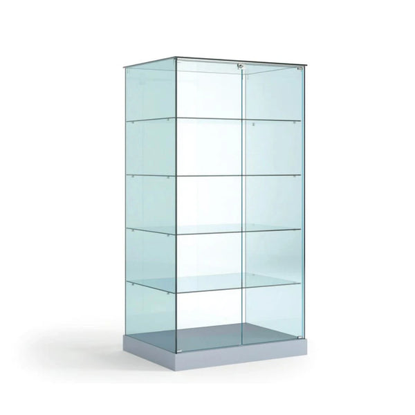 Vitrine armoire en verre 60cm de profondeur avec étagères et portes verrouillable pour exposition professionnelle.