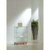 Détail étagères et porte verrouillable de la vitrine commode verre 60 cm