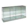 Vitrine commode en verre avec 2 double portes verrouillable avec étagères pour exposition de produits.